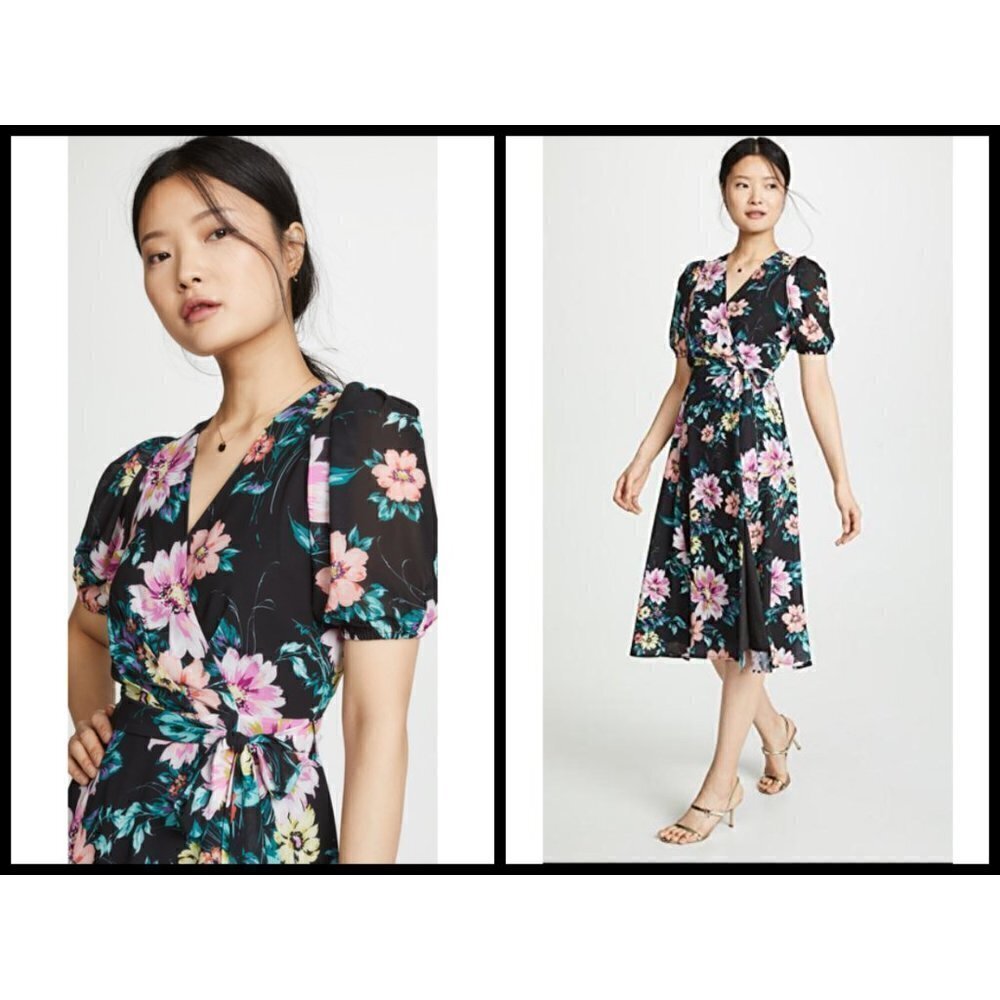 💕YUMI KIM Midnight Love Dress Wild Rose Black Floral Print XL NWT *Missing Belt